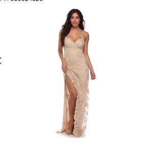 Anastasia Gold Lace Formal Dress